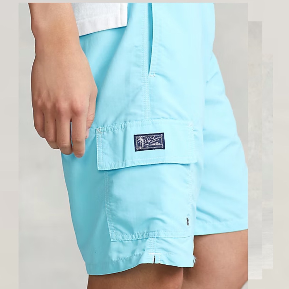 Polo Ralph Lauren Kailua Swim Shorts Men Medium Aqua Blue Mesh Lined Trunks